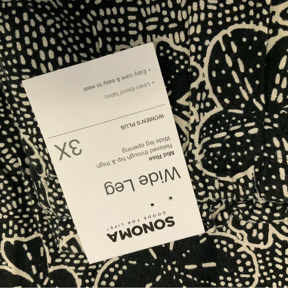 NWT Sonoma Linen Blend Elastic Waist Drawstring Wide Leg Pant Size 4X 3X 2X - Picture 7 of 10